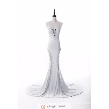 Elegante formal vestido de noche correas Crystal Beads Sirena proveedores 2017